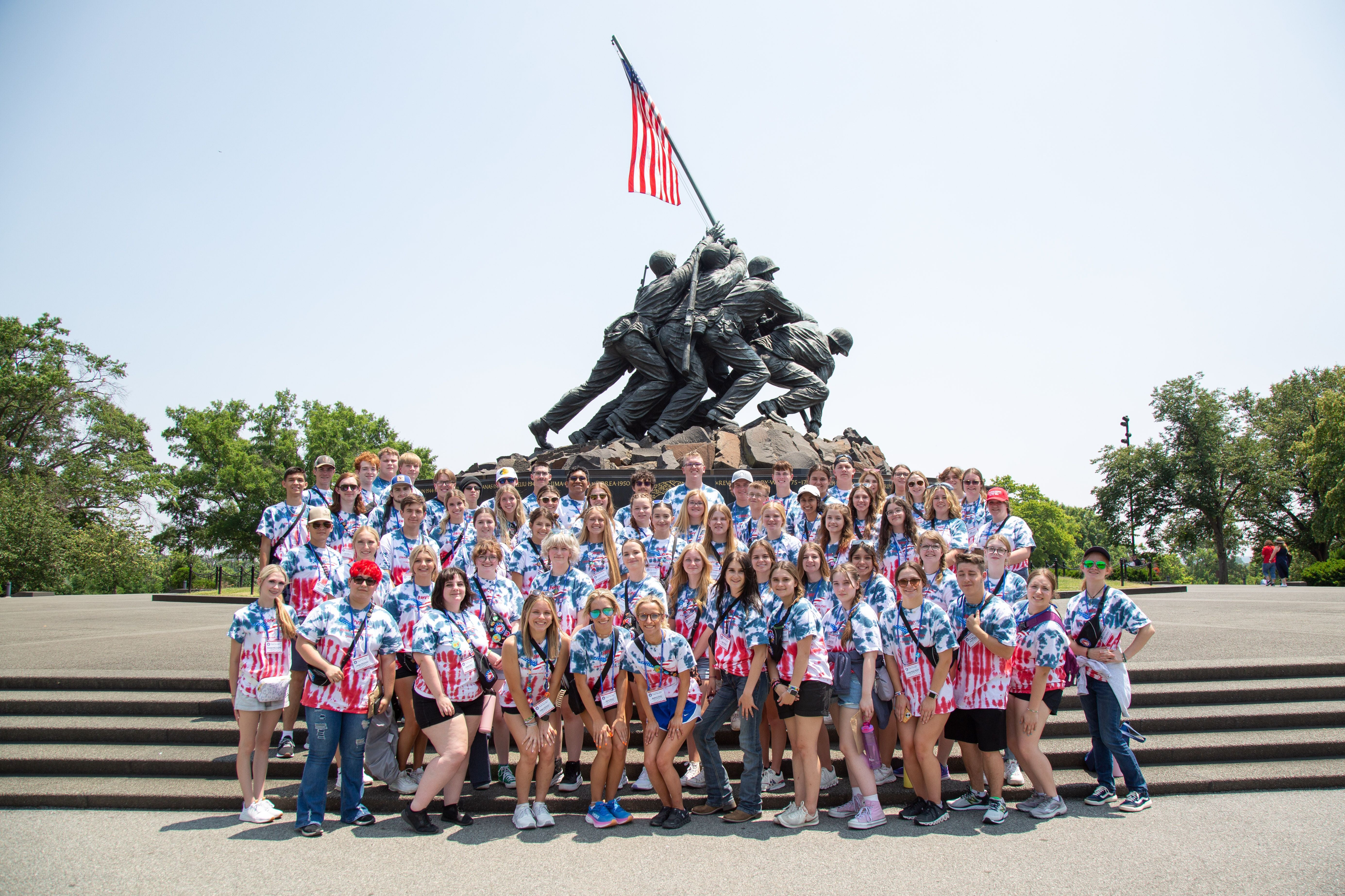Students at the Iwo Jima memorial.