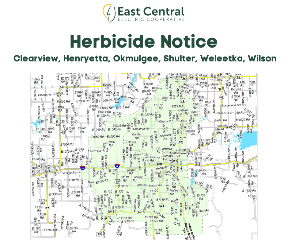 Map of locations where herbicides will be used.
