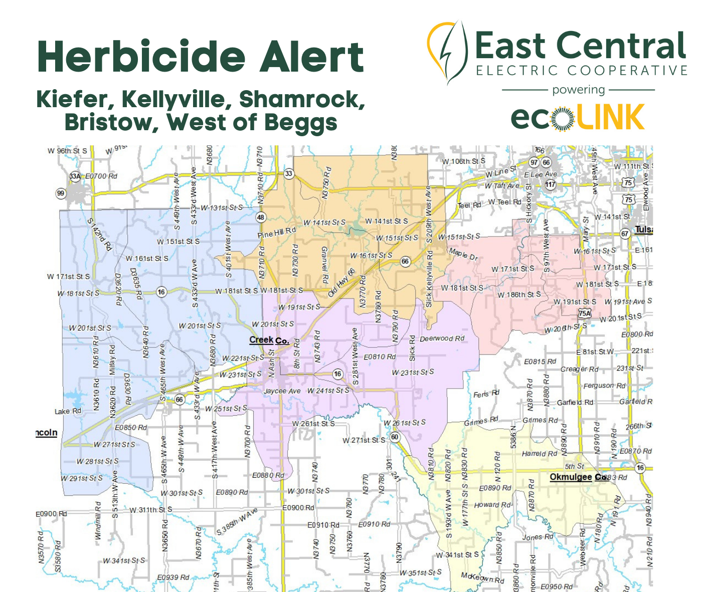 A map showing locations where herbicide will be applied.