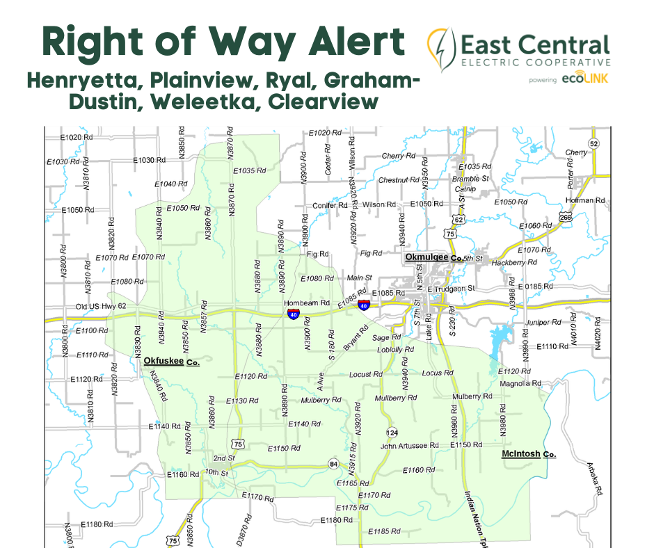 Map of where right-of-way maintenance is being performed.