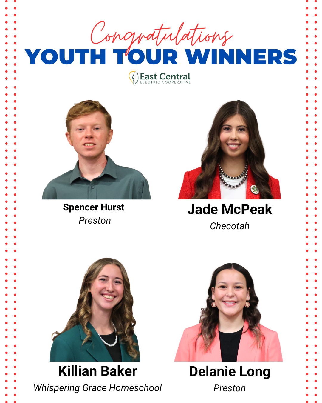 2026 Youth Tour Winners