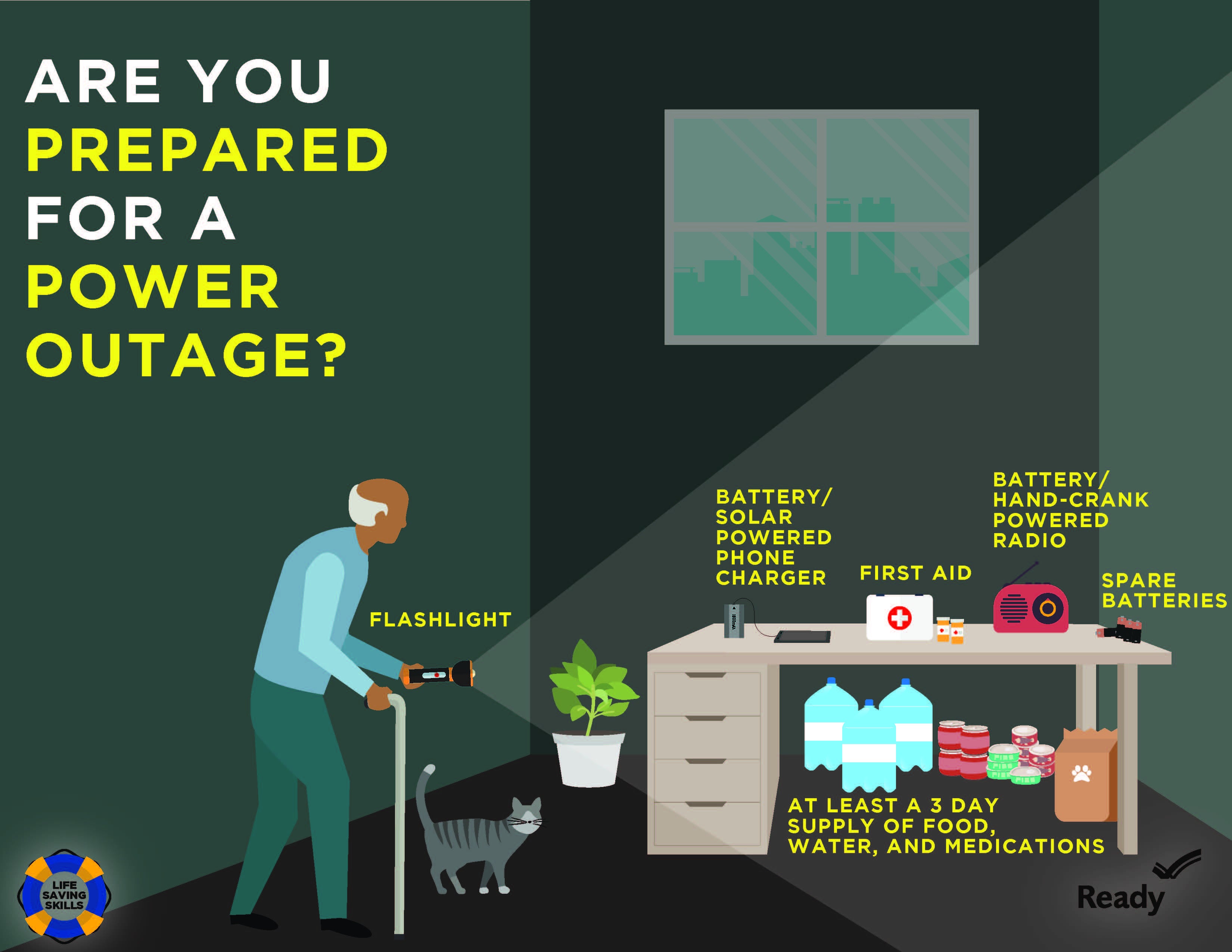 Prepare for a power outage by making a disaster preparedness kit full of essentials. 